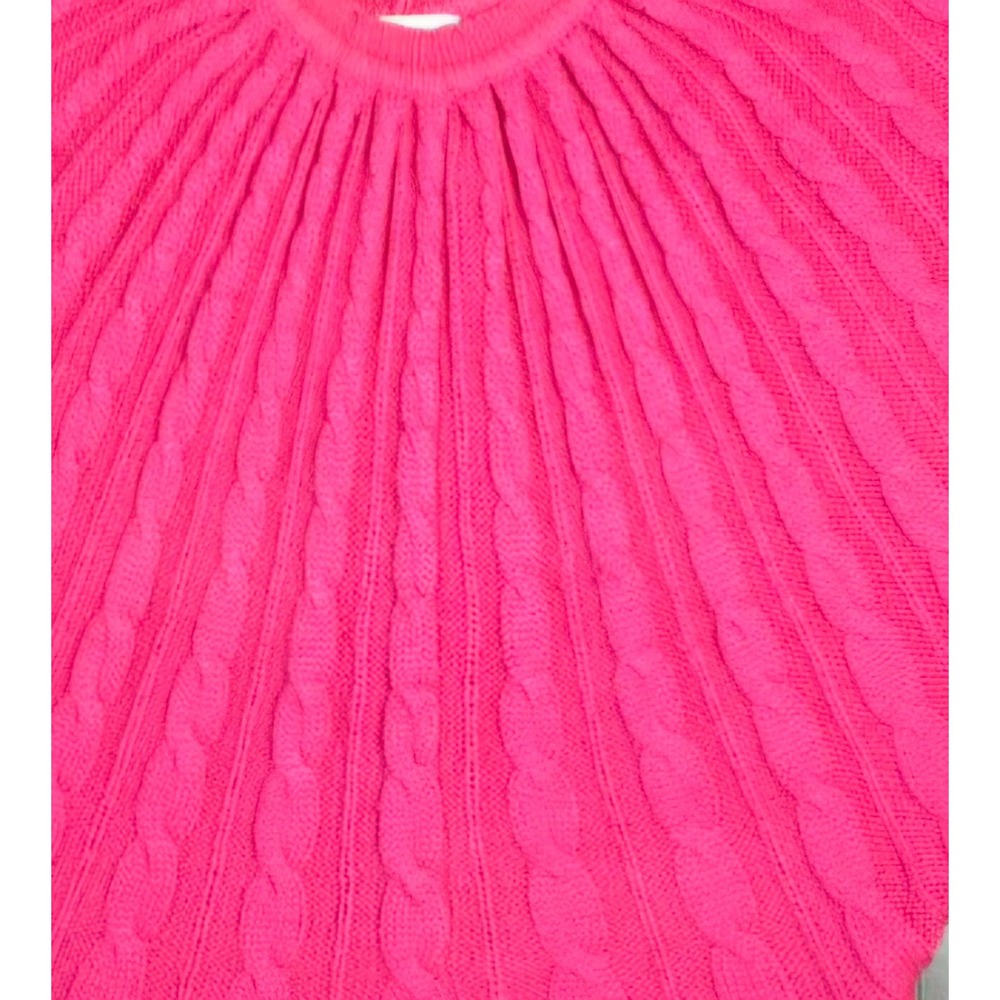 Hot Pink Cable Knit Batwing Dolman Sweater Oversized Cottagecore Cozy Size M - Picture 3 of 5